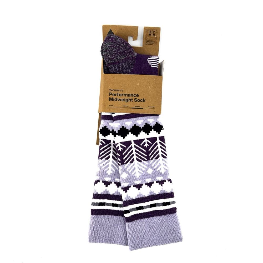 Burton Women’s Performance Midweight Snowboard Socks Snowy Pines Purple Size S/M